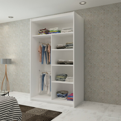 MN Furniture (White,  120cm) Double Sliding Doors Mirrored Wardrobes 2