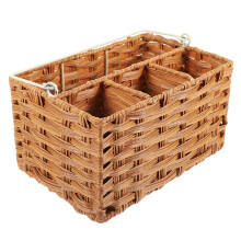 Soportes de madera para estantes, cesta para guardar cubiertos, servilletero estilo rústico, organizador de cubiertos, organizador de maquillaje
