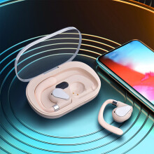 Auriculares inalámbricos Bluetooth 5.3 Txmfgh, sonido direccional, bajo consumo de energía, batería de larga duración - Blanco y beige