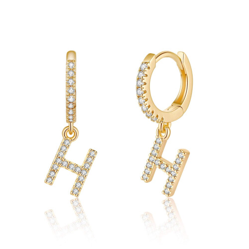Sterling Silver Initial Earrings Gold Plated Huggie Hoops