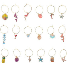 Beach Wedding Wine Glass Charms Animal Shell 18 pcs