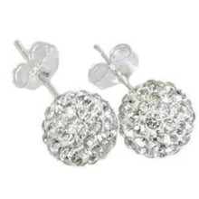 Silver Earrings Sparkling Glitter 10mm