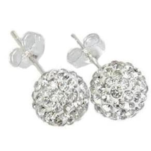 Silver Earrings Sparkling Glitter 10mm