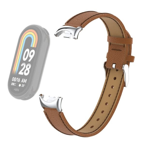 Xiaomi Smart Band 9/8 leather strap litchi brown