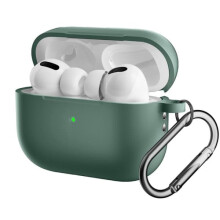 Silicone Case for AirPods Pro 2 with Carabiner Green