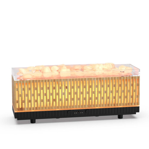 Wood Grain Flame Humidifier with Night Light and 1