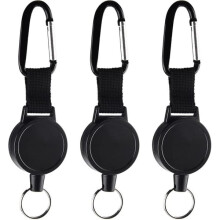 ID Tag Jojo Heavy Duty Retractable Keychain 3 pcs Black