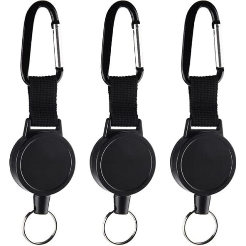 ID Tag Jojo Heavy Duty Retractable Keychain 3 pcs Black