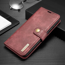 (Pro kompatibilní se Samsung Galaxy S21) Kožené pouzdro na telefon DG.MING - odnímatelné, magně červené