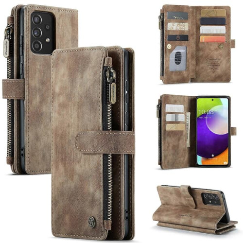 Samsung Galaxy A52S 5G wallet case brown PU leather
