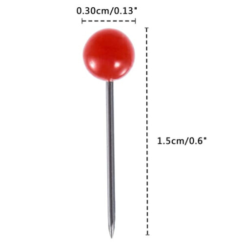 Plastic round head push pins steel 1/8 inch 500 pcs 1
