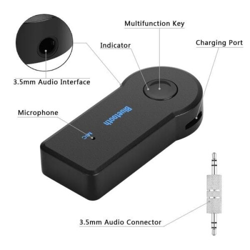 Πομπός Bluetooth / Δέκτης Μουσικής με Aux για Αυτοκίνητο, Μαύρο 1