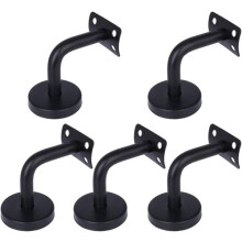 Handrail Brackets Black Stainless Steel 5 pcs