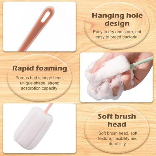 Baby bottle cleaning brushes soft sponge 4-pack 2