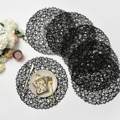 Round Placemats Paper Woven 15 Inch 6 Pack