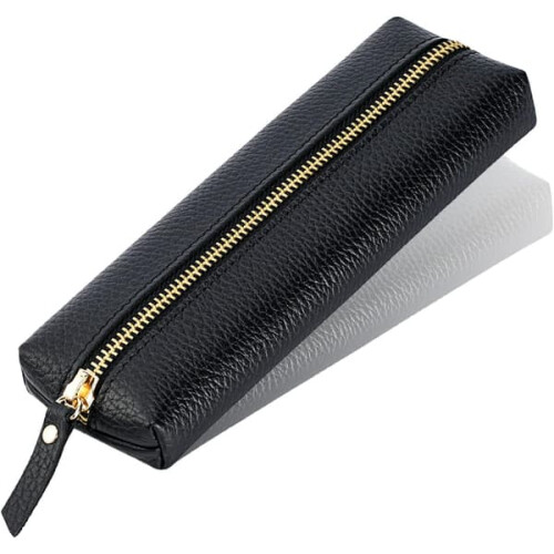Leather pencil case black adult 1 piece