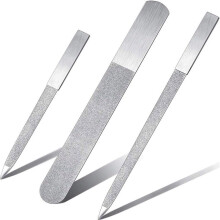 3-delers diamant neglefilsett, rustfritt stål dobbeltsidig, metall safirbuffer, manikyrfiler for naturlige negler, smergelbrett for salong, hjem,