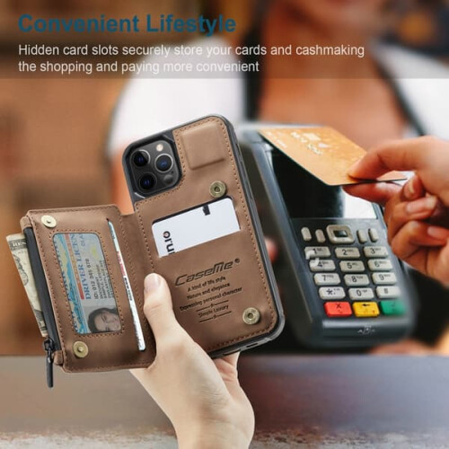 CaseMe leather iPhone 13 back case brown 1