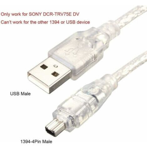 Cabo adaptador USB para FireWire IEEE1394 com conector macho de 4 pinos 1