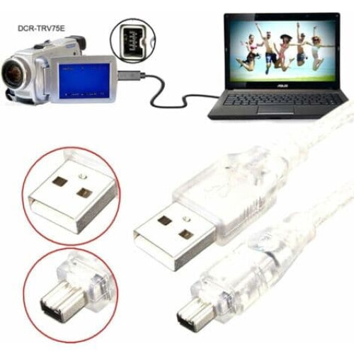 Cabo adaptador USB para FireWire IEEE1394 com conector macho de 4 pinos 2
