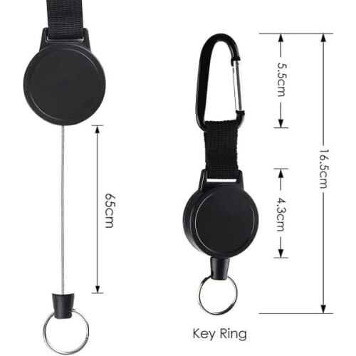 ID Tag Jojo Heavy Duty Retractable Keychain 3 pcs Black 1