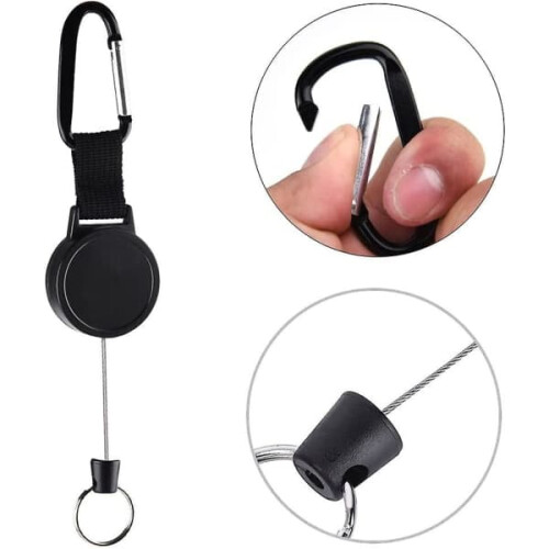 ID Tag Jojo Heavy Duty Retractable Keychain 3 pcs Black 2