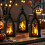 Halloween Pumpkin Lantern LED Skeleton Witch Lamp 1 pc 6