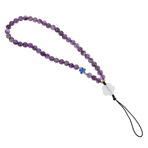 Lanière porte-clés en améthyste pour téléphone avec perles 2