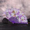 Éventail pliant en bois de style chinois violet 2