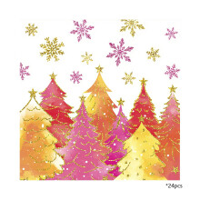 Serviettes en papier motif sapin de Noël, 23 cm, paquet de 24