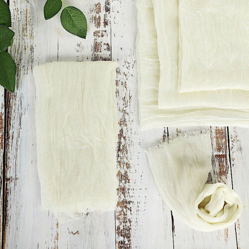 Cheesecloth cotton table napkins ivory 5 pieces 2