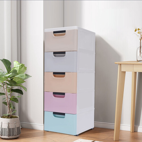 Torre contenitore in plastica con 5 cassetti e 4 rotelle 1