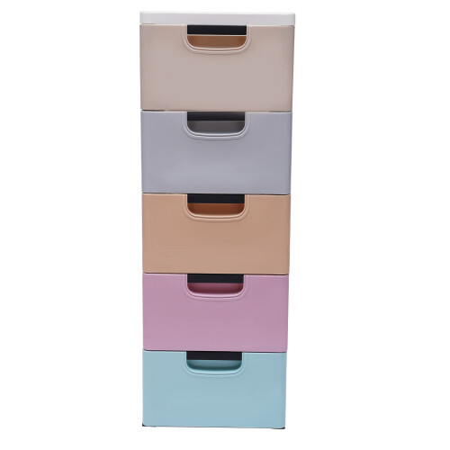 Torre contenitore in plastica con 5 cassetti e 4 rotelle 2