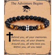 Pulseira com Cruz Cristã para Homens - Presente de Fé (1 peça)