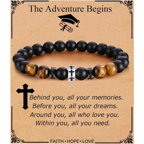 Pulseira com Cruz Cristã para Homens - Presente de Fé (1 peça)