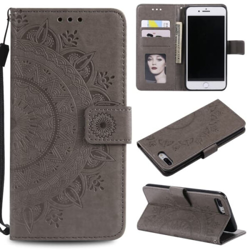 Mandala Wallet Case for iPhone 7/8 Plus - Grey