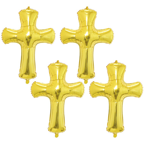Ballons croix en aluminium doré (4 pièces) 1