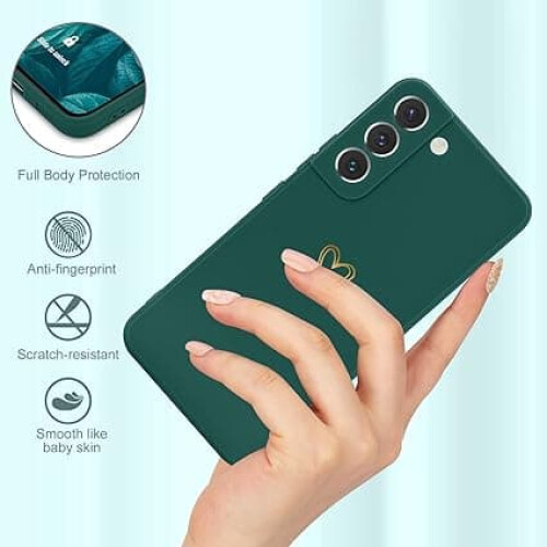 Green Samsung S22 case shockproof silicone TPU 2