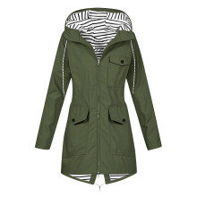 Lenago women's plus-size solid rain jacket with hood and