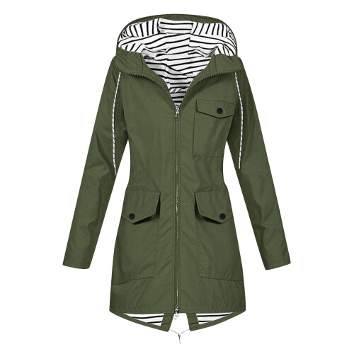 Lenago women's plus-size solid rain jacket with hood and