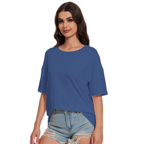 Kurzarm-Top mit Rundhalsausschnitt für Damen, Sommer 1
