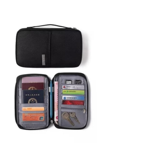 Passfodral Svart Resedokument Organizer