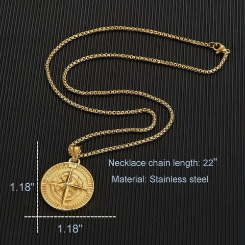 Stainless Steel Compass Pendant Necklace for Men 1