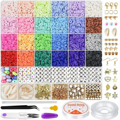 Flat Beads Kit for Bracelets 24 Colors 6000 Pieces