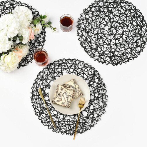 Round Placemats Paper Woven 15 Inch 6 Pack 1