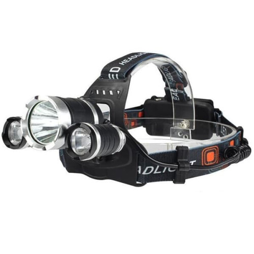 Vanntett hodelykt LED oppladbar 3 lys