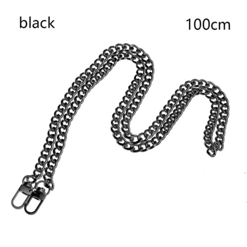 Tracolla nera a catena per borsa, 100 cm