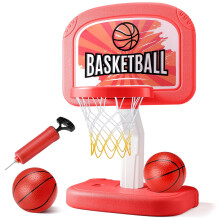 Aufblasbarer Pool-Basketballkorb mit 2 Bällen, rot