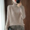 Damen-Rollkragenpullover, lockere Passform, Polyester-Strickoberteil 2
