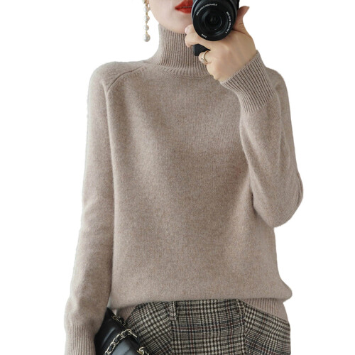 Damen-Rollkragenpullover, lockere Passform, Polyester-Strickoberteil